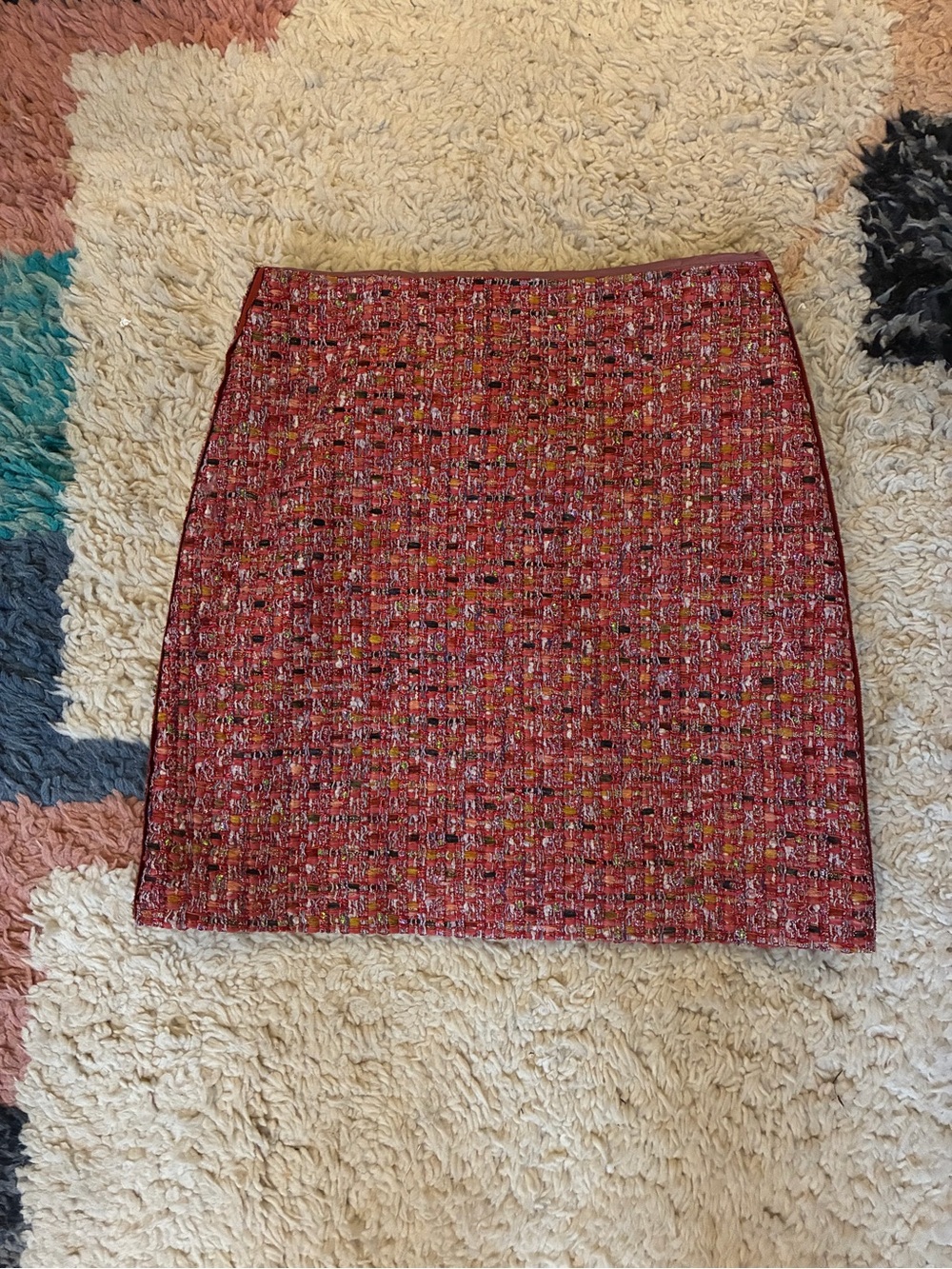 SAINT JOHN - Classic Red Tweed Mini Skirt Size 2